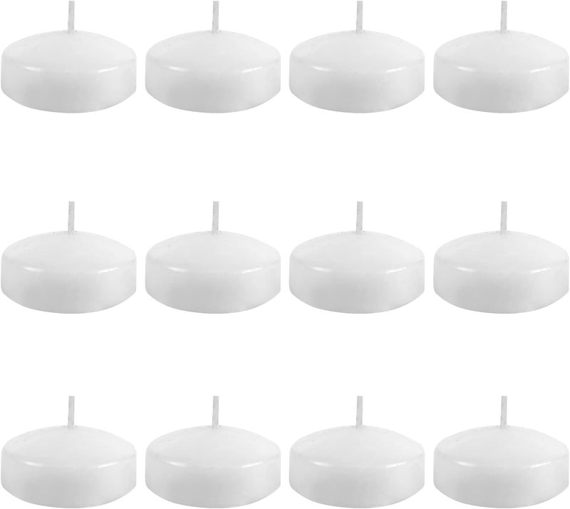 Thleunei 12 Pack Floating Candles 2” 6 Hour White Unscented Dripless Wax Discs, Floating Candles for centerpieces, Cylinder Vases, Wedding, Party, Pool, Holiday - Image 1